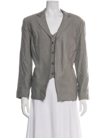 Pre-owned Armani Collezioni Tweed Pattern Blazer In Black