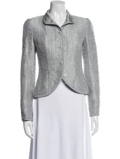 Pre-owned Armani Collezioni Tweed Pattern Blazer In Gray