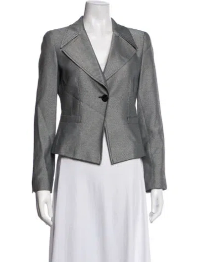 Pre-owned Armani Collezioni Tweed Pattern Blazer In Grey