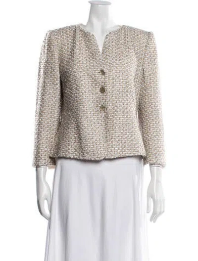 Pre-owned Armani Collezioni Tweed Pattern Blazer In Grey