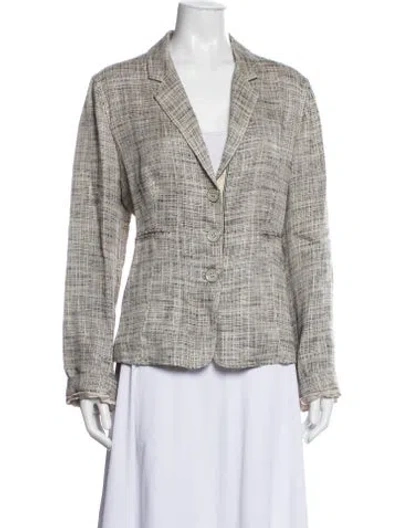 Pre-owned Armani Collezioni Tweed Pattern Blazer In Multi