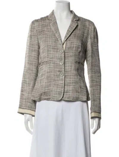 Pre-owned Armani Collezioni Tweed Pattern Blazer In Neutrals