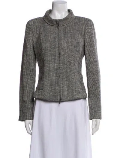 Pre-owned Armani Collezioni Tweed Pattern Evening Jacket In Green