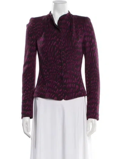 Pre-owned Armani Collezioni Tweed Pattern Evening Jacket In Purple