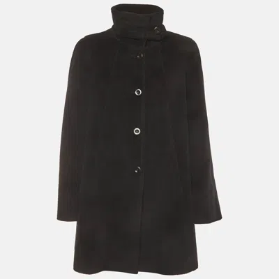 Pre-owned Armani Collezioni Vintage Black Wool Blend Single Breasted Coat M