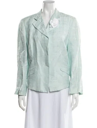 Pre-owned Armani Collezioni Vintage Linen Blazer In Blue