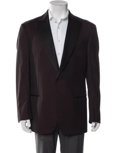 Pre-owned Armani Collezioni Virgin Wool Blazer In Burgundy