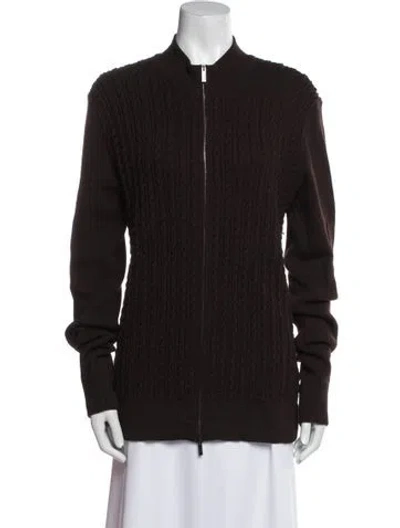 Pre-owned Armani Collezioni Virgin Wool Bomber Jacket In Brown