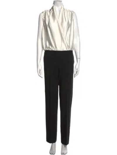 Pre-owned Armani Collezioni Virgin Wool Cowl Neck Jumpsuit In Black