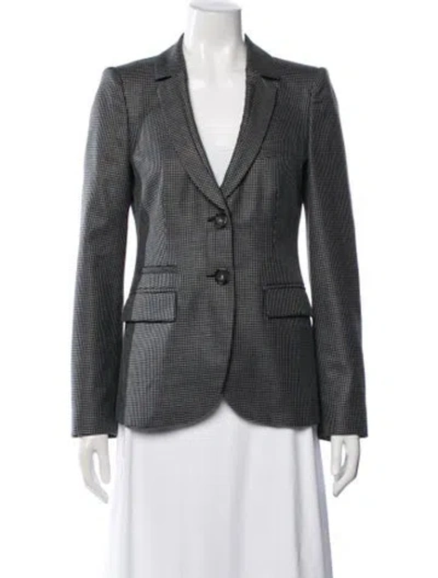 Pre-owned Armani Collezioni Virgin Wool Houndstooth Print Blazer In Black