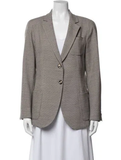 Pre-owned Armani Collezioni Virgin Wool Houndstooth Print Blazer In Multi