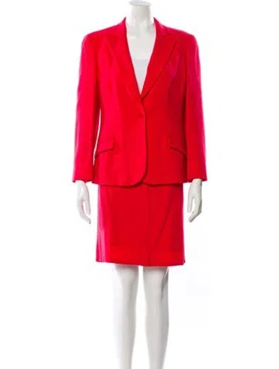 Pre-owned Armani Collezioni Virgin Wool Pantsuit In Red