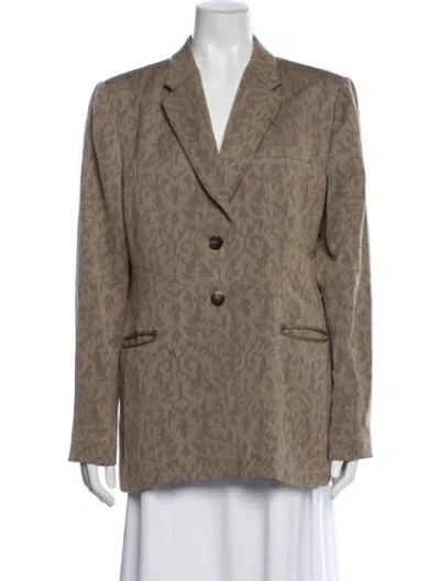 Pre-owned Armani Collezioni Virgin Wool Patterned Blazer In Brown