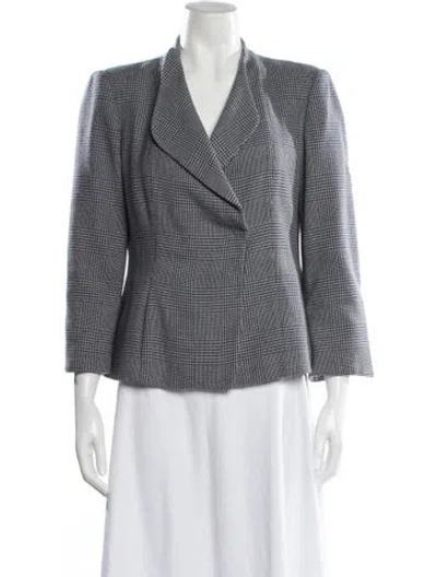 Pre-owned Armani Collezioni Virgin Wool Plaid Print Blazer In Blue