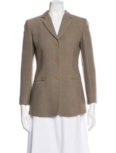Pre-owned Armani Collezioni Virgin Wool Plaid Print Blazer In Neutral