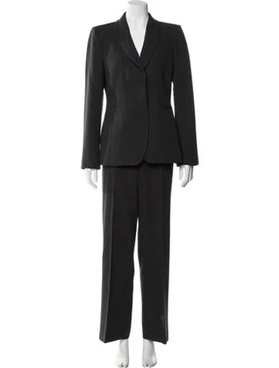 Pre-owned Armani Collezioni Virgin Wool Ruffle Embellishment Pantsuit In Gray