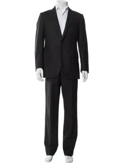 Pre-owned Armani Collezioni Virgin Wool Striped Two-piece Suit In Gray