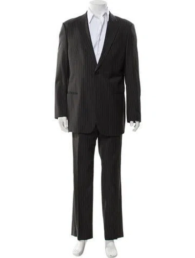Pre-owned Armani Collezioni Virgin Wool Striped Two-piece Suit In Gray