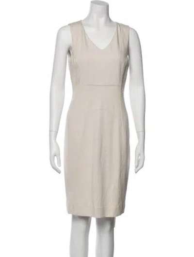 Pre-owned Armani Collezioni V-neck Knee-length Dress In Neutral