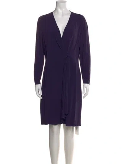 Pre-owned Armani Collezioni V-neck Knee-length Dress In Purple
