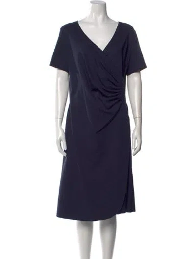 Pre-owned Armani Collezioni V-neck Midi Length Dress In Blue