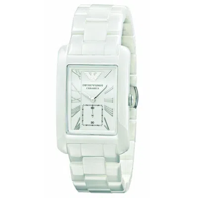 Armani Collezioni White Ceramics Watch In Neutral