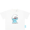 ARMANI COLLEZIONI WHITE T-SHIRT FOR BABY BOY WITH THE SMURFS
