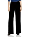 Armani Collezioni Emporio Armani Wide Leg Velvet Pants In Solid Black
