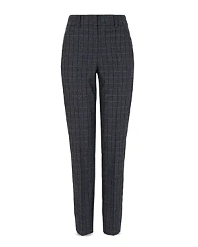 Armani Collezioni Windowpane Slim Leg Trousers In Gray