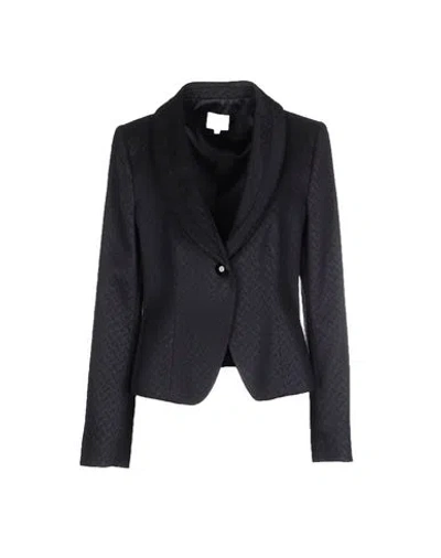 Armani Collezioni Woman Blazer Midnight Blue Size 8 Wool, Polyester In Black