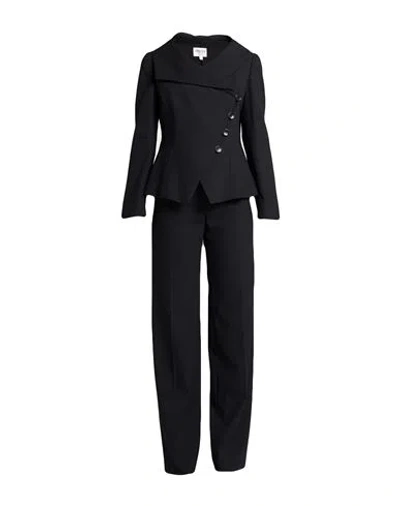 Armani Collezioni Woman Suit Black Size 10 Virgin Wool, Polyester, Elastane