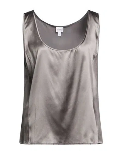 Armani Collezioni Woman Top Charcoal Size 14 Silk, Elastane In Gray