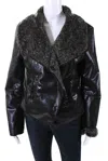 Armani Collezioni Womens Black Reptile Print Faux Fur Lining Jacket In Black