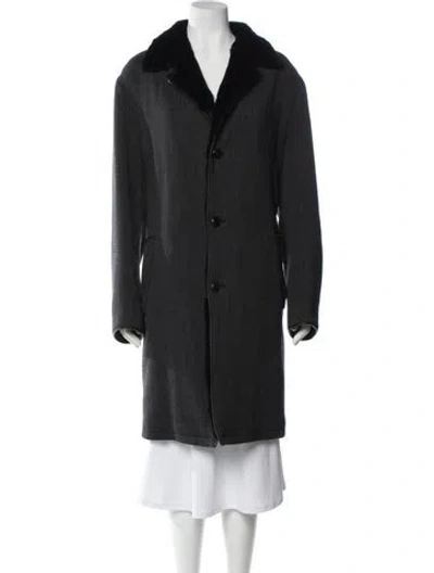 Pre-owned Armani Collezioni Wool Faux Fur Coat In Grey