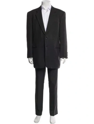 Pre-owned Armani Collezioni Wool Patterned Blazer In Gray