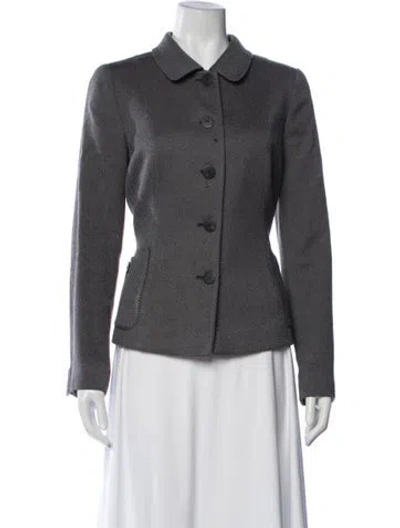 Pre-owned Armani Collezioni Wool Patterned Blazer In Grey