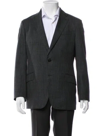 Pre-owned Armani Collezioni Wool Plaid Blazer In Gray