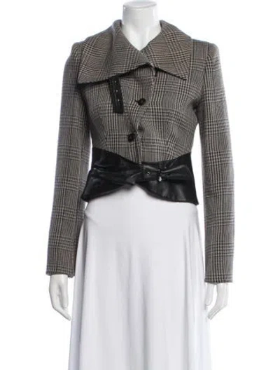 Pre-owned Armani Collezioni Wool Plaid Print Blazer In Brown