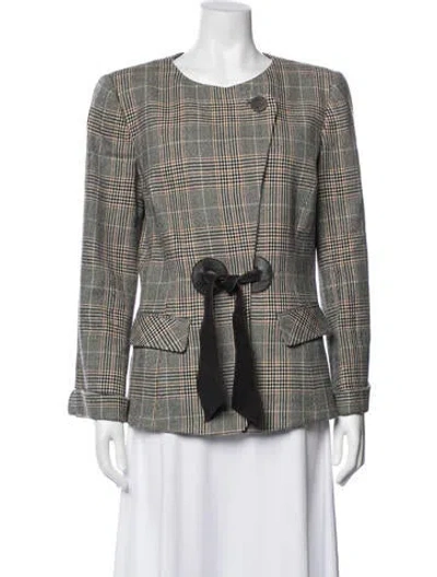 Pre-owned Armani Collezioni Wool Plaid Print Blazer In Neutral