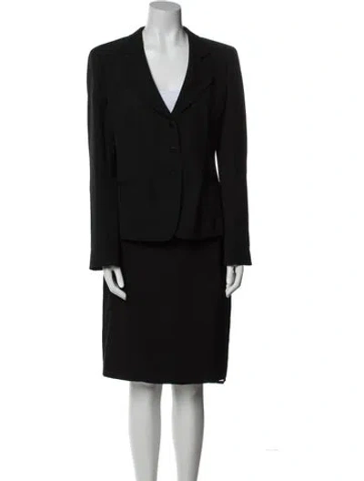 Pre-owned Armani Collezioni Wool Pleated Accents Skirt Suit In Black
