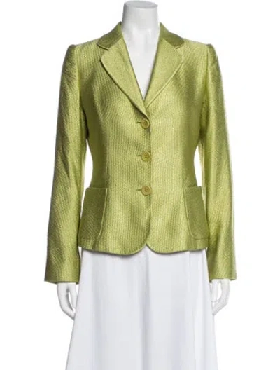 Pre-owned Armani Collezioni Wool Printed Blazer In Green