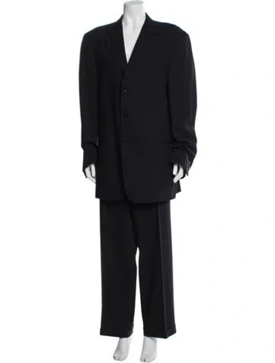 Pre-owned Armani Collezioni Wool Ruffle Embellishment Pantsuit In Black
