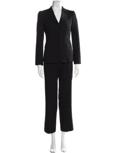 Pre-owned Armani Collezioni Wool Ruffle Embellishment Pantsuit In Black