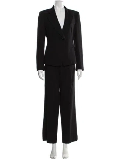 Pre-owned Armani Collezioni Wool Ruffle Embellishment Pantsuit In Black