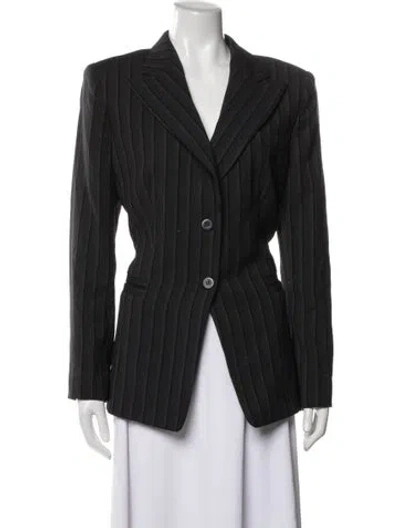 Pre-owned Armani Collezioni Wool Striped Blazer In Black