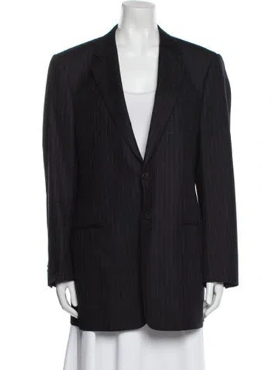 Pre-owned Armani Collezioni Wool Striped Blazer In Blue
