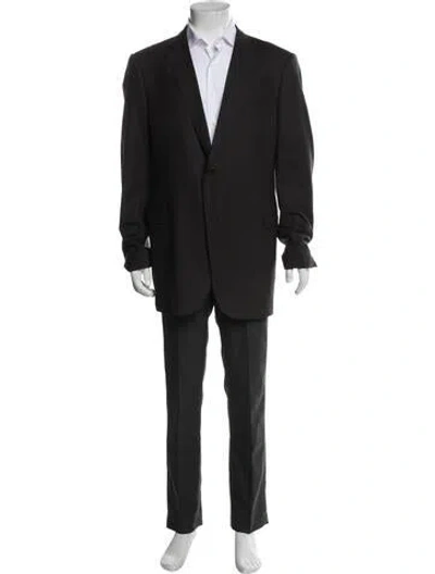 Pre-owned Armani Collezioni Wool Striped Blazer In Brown