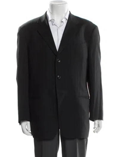 Pre-owned Armani Collezioni Wool Striped Blazer In Gray