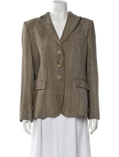 Pre-owned Armani Collezioni Wool Striped Blazer W/ Tags In Neutral