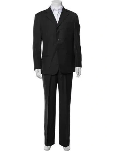 Pre-owned Armani Collezioni Wool Striped Two-piece Suit In Black